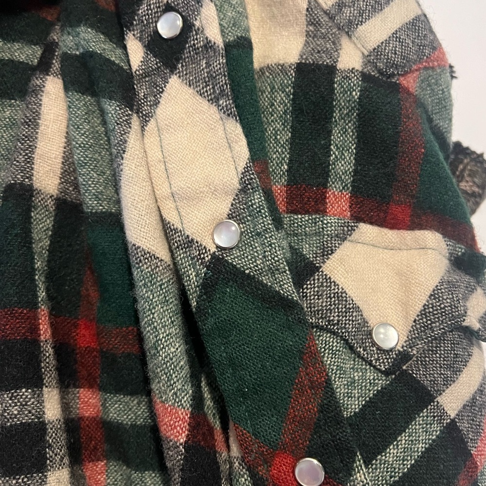 Vintage 70s Wool Plaid Lined Shirt Jacket Contender Brand Made in Korea | Size S - Picture 4 of 11